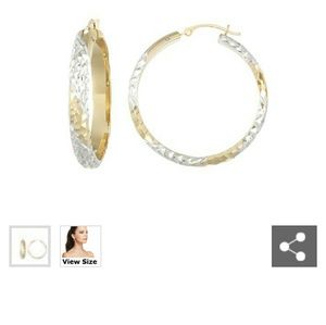 Two tone hoop earring 14k gold